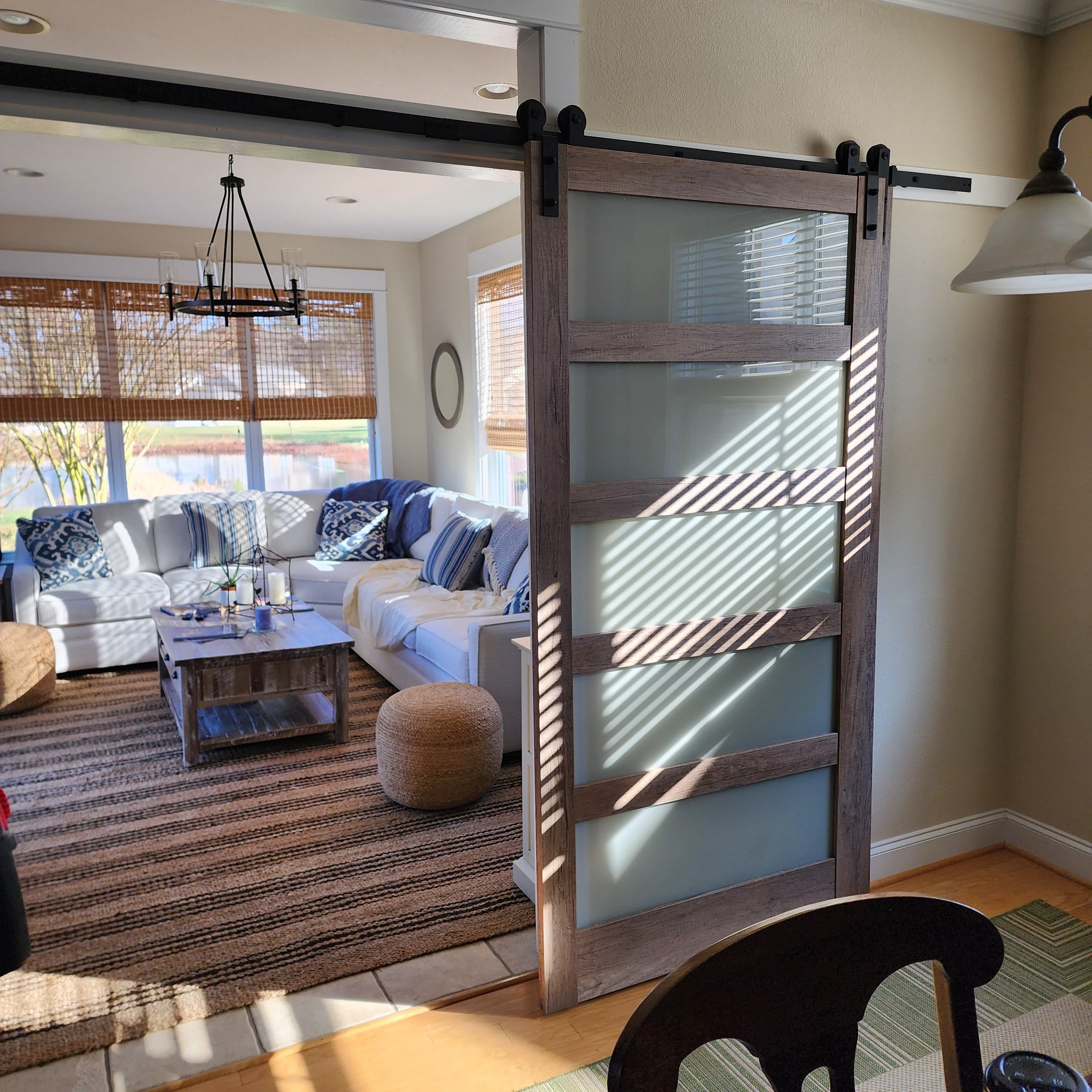 Interior addition with open loft railing and living space below